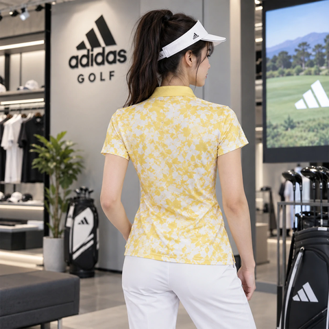 Áo Polo Adidas Nữ Chính Hãng - Ultimate365 Printed Polo - Màu Vàng | Japansport JC6766