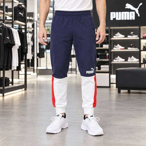 Quần Puma Nam Chính Hãng - ESS+ BLOCK Men's Sweatpants - Xanh/Trắng/Đỏ | JapanSport 849537-06