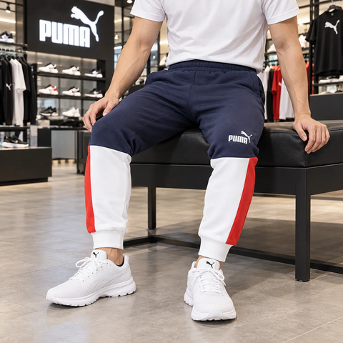 Quần Puma Nam Chính Hãng - ESS+ BLOCK Men's Sweatpants - Xanh/Trắng/Đỏ | JapanSport 849537-06