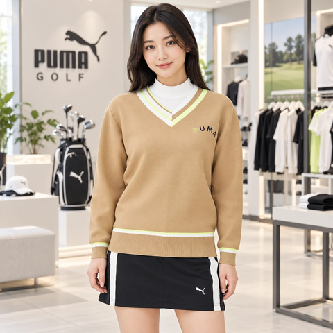 Áo Dài Tay Puma Nữ Chính Hãng -  W P Tilden Knit Sweater - Màu Nâu | JapanSport 627698-02