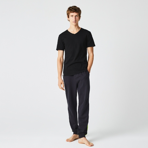 Set 3 Áo Phông Lacoste Chính Hãng -Cotton Shirt Regular Fit V-Neck - Màu Đen | JapanSport TH3444-51-031