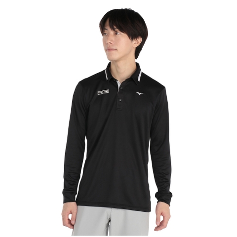 Áo Khoác Mizuno Chính Hãng - Long Sleeve Polo Shirt - Màu Đen | JapanSport  E2JAB566-09