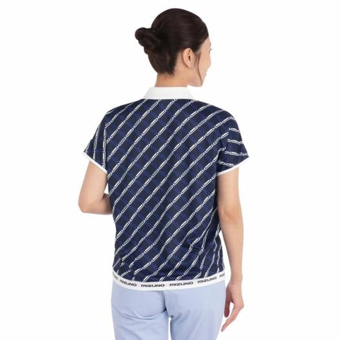 Áo Polo Mizuno Nữ Chính Hãng - Dry Aeroflow MG Logo Short Sleeve Shirt  - Màu Navy | JapanSport E2MAC202-94