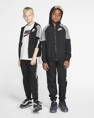 Bộ thể thao Nike Chính Hãng - Sportswear Woven Tracksuit - Đen/Xám | JapanSport BV3700 -010