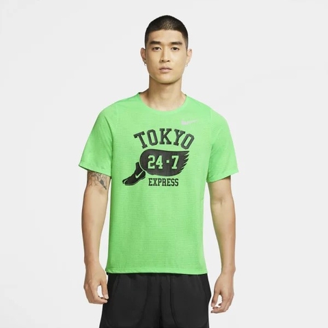 Áo Phông Nike Nam Chính Hãng - T-shirt Running Men's Short Sleeve Rise - Xanh | JapaSport DA1489-300
