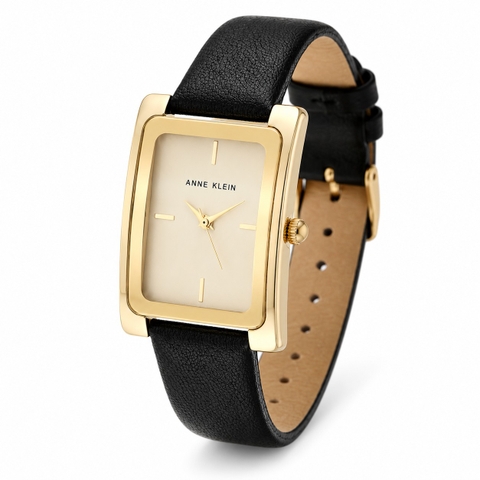 Đồng hồ Anne Klein Chính hãng -  Leather Strap Watch - AK-2706CHBK - Màu Vàng/Đen | JapanSport