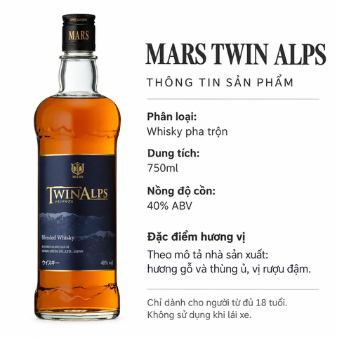 Rượu Whisky MARS Twin Alps 40% 750ml – Hombo Shuzo Nhật Bản | JapanSport