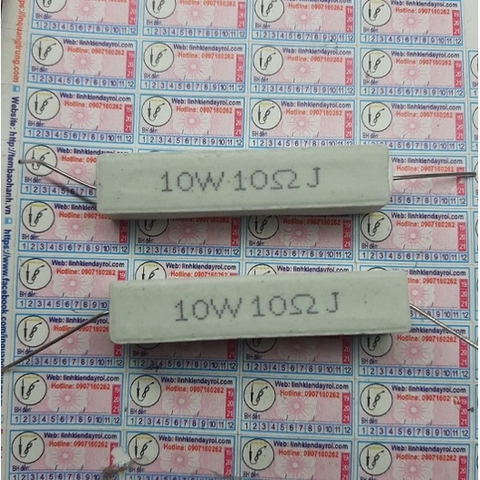 10 cái điện trở sứ 10W 10R 10ohm 100 kích thước 50x10x10mm