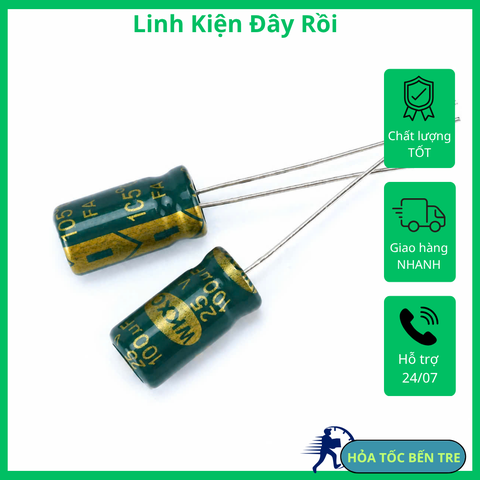 10 cái tụ điện hóa 100uF 25V 25V100uF 6.3x12mm