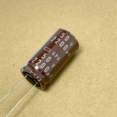 Tụ điện hóa 50V2200uF 2200uF50V 2200uF 50V GPA hãng NCC kích thước 18x35mm