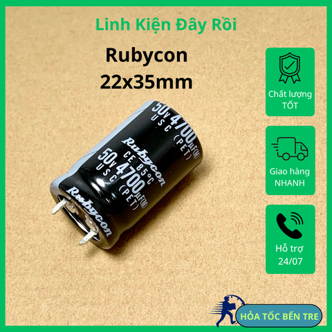 Tụ điện hóa 50V4700uF 50V 4700uF Rubycon USC 85C kích thước 22x35mm