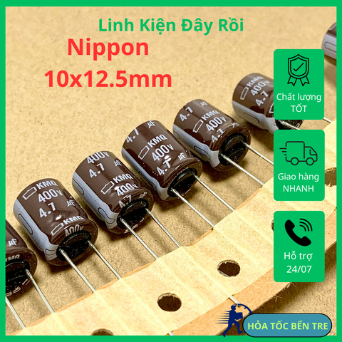 5 cái tụ hóa điện 4.7uF 400V 4.7uF400V kích thước 10x12.5mm KMQ hãng NCC