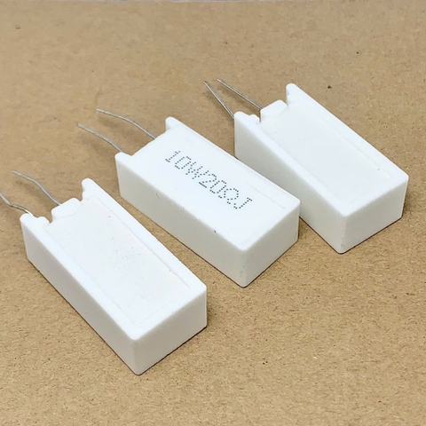 4 cái điện trở sứ 10W 20ohm 20R 10W20R chân dọc 12x17x35mm