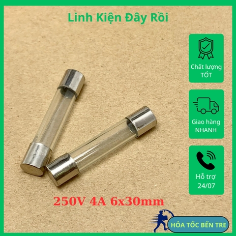 5 cái cầu chì ống 250V 4A kích thước 6x30mm