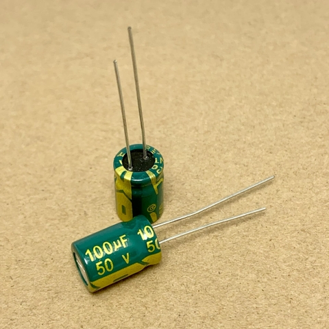 10 cái tụ điện hóa 100uF 50V 100uF50V  50V 100uF 8x12MM xanh lá