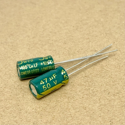 10 cái tụ điện hóa 47uF 50V 47uF50V 6.3x12mm xanh lá