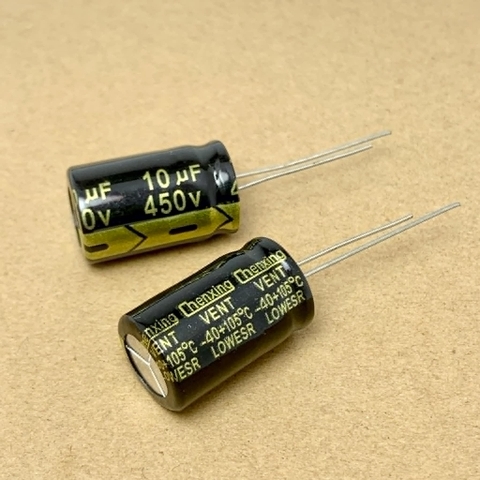 5 sản phẩm tụ điện hóa 10uF 450v 10uF450V ±20% kích thước 13x21mm