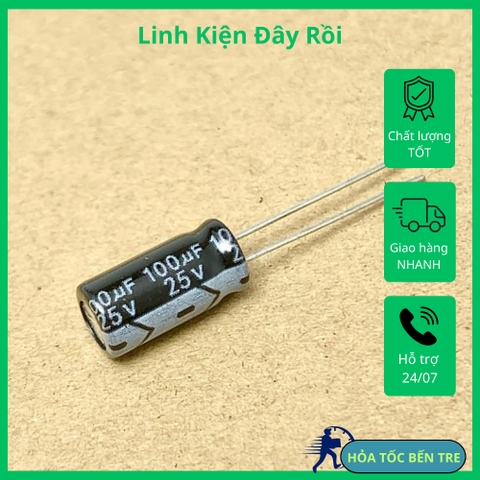 10 sản phẩm tụ điện hóa 100uF 25V 25V100uF 6.3x12mm