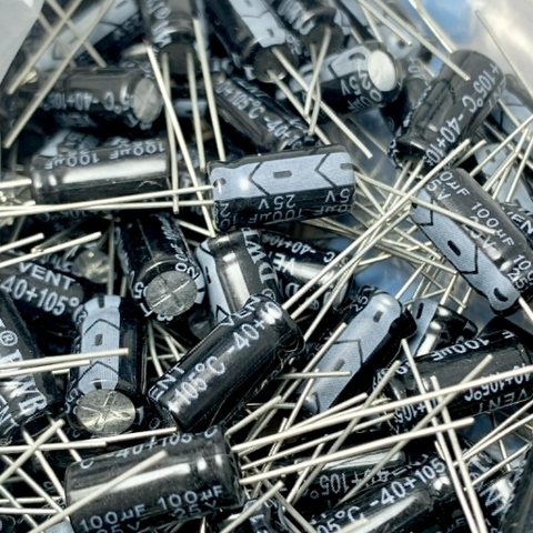 10 sản phẩm tụ điện hóa 100uF 25V 25V100uF 6.3x12mm