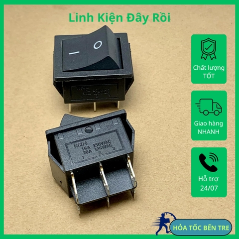 2 cái công tắc hình con thuyền KCD4 16A 250VAC 2 chế độ 6 chân kích thước 31x25mm