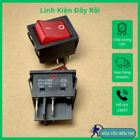Công tắc máy hàn KCD4-201N-B 30A 250VAC 4 chân 2 chế độ kích thước 31x25mm có đèn báo