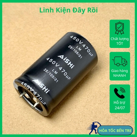 Tụ điện hóa 470uF 450V 450V470uF LM 105 hãng AISHI 30x50mm