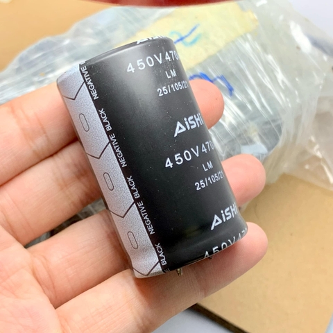 Tụ điện hóa 470uF 450V 450V470uF LM 105 hãng AISHI 30x50mm