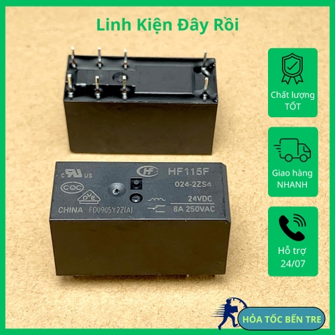 RELAY ROLE HF115F-024-2ZS4 HF/JQX-115F-024-2ZS4 8 chân 8A 250VAC cuộn dây 24V 12x15x30mm