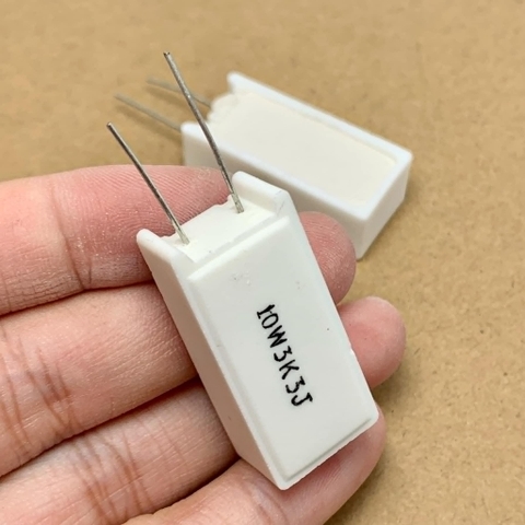 Điện trở sứ 10W 3.3Kohm 3.3KR 3K3J kích thước 16x30mm