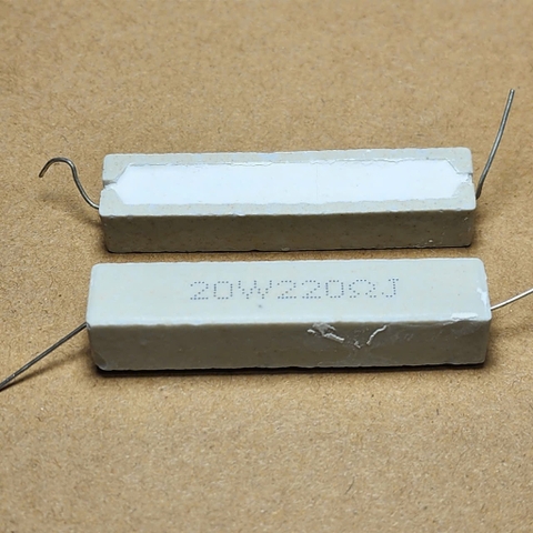 5 cái điện trở sứ 20W 220R 220ohm 220RJ 60x10x10mm