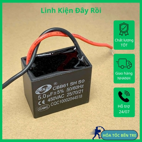Tụ điện vuông CBB61 hãng Senju 450VAC từ 1uF đến 20uF