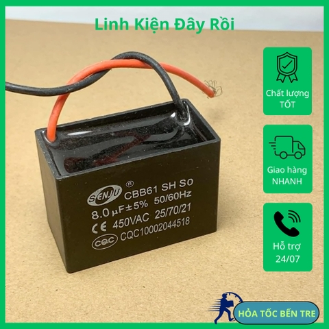 Tụ điện vuông CBB61 hãng Senju 450VAC từ 1uF đến 20uF
