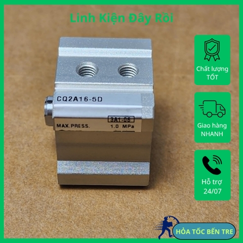 Pen hơi xilanh SMC CQ2A16-5D CQ2A16-5-3310 kích thước 28x28x23mm