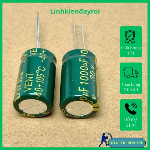 4 cái tụ điện hóa 1000uF 35V xanh lá 13x21mm tần số cao