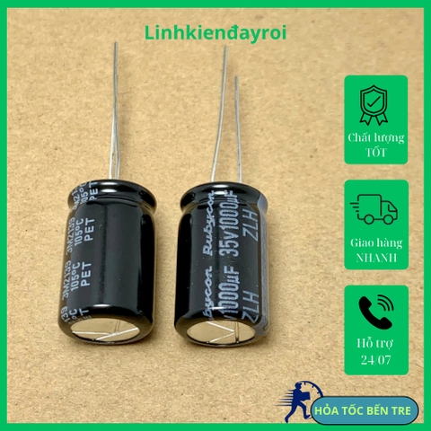2 cái tụ điện hóa 1000uF 35V 1000uF 35ZLH1000MEFC12.5X20 chính hãng Rubycon