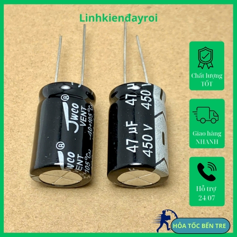 2 cái tụ điện hóa 47uf 450v 47uF450V ±20% kích thước 16x25mm
