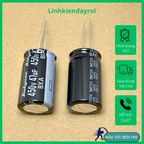 Tụ điện hóa 47uf 450v 47uF450V kích thước 18x25mm chính hãng RUBYCON