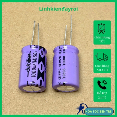 2 cái tụ điện hóa 50V 1000uF 50V1000uF hãng DUBILLIER CEBM kích thước 16x25mm