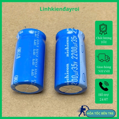 2 cái tụ điện hóa 2200uF 35v 2200uF35V BT KY NICHICON 18x35mm 16x25mm
