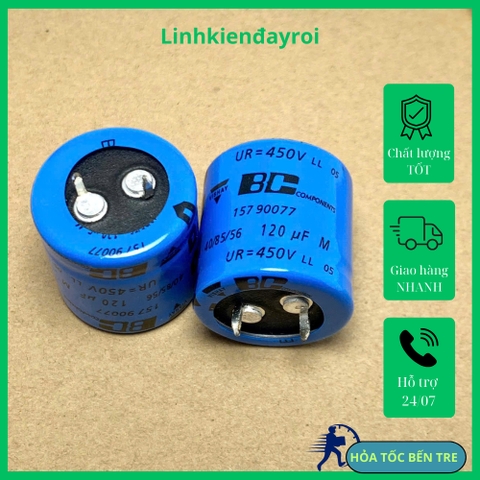 Tụ điện hóa 120uF 450V 450V120uF BC hãng VISHAY 157 25x25mm