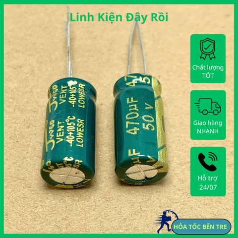 5 cái tụ hóa phân cực 470uF 50V 470uF50V 10x20MM xanh lá
