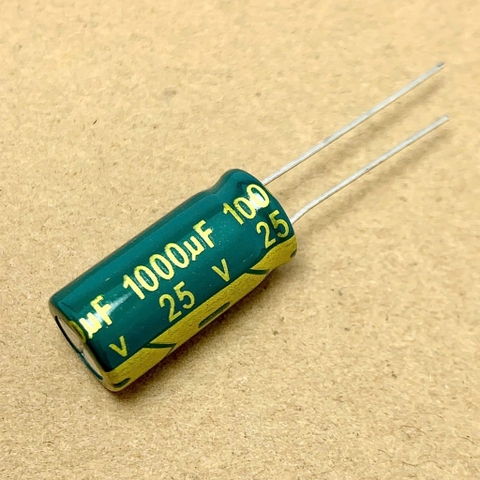 10 cái tụ điện hóa 1000uF 25V 1000uF25V 10x20mm xanh lá