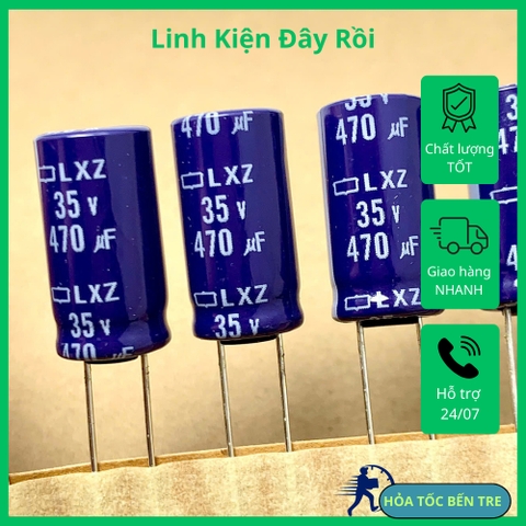 4 cái tụ điện hóa 470uF 35V 35V470uF chính hãng Nippon LXZ xanh dương 10x20mm