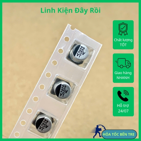 10 cái tụ nhôm SMD 22uF 25V 22uF25V kích thước 5x5.4mm