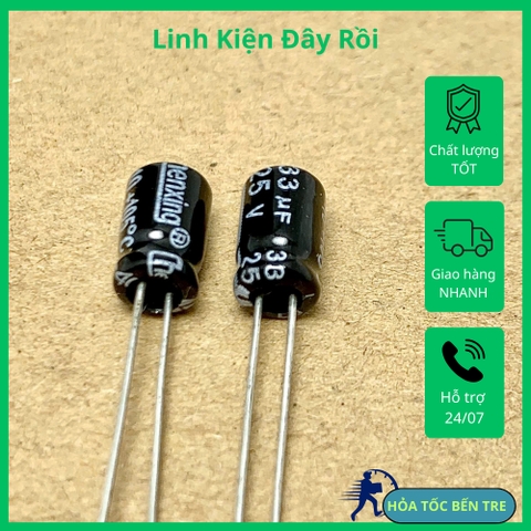 10 cái tụ điện hóa 33uF 25V 33uF25V kích thước 5x7mm
