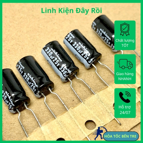 10 sản phẩm tụ điện hóa 330uF 25V 330uF25V 8x16mm NICHICON