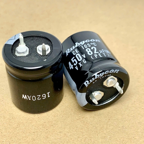 Tụ điện hóa 450v82uF 82uF 450V 82uF450V 22x25mm chính hãng RUBYCON