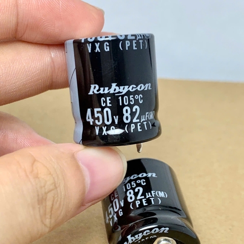 Tụ điện hóa 450v82uF 82uF 450V 82uF450V 22x25mm chính hãng RUBYCON