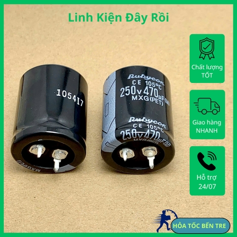 Tụ điện hóa 470uF 250V 470uF250V250MXG470MEFCSN chính hãng Rubycon ±20% 25x35mm