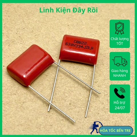 5 sản phẩm tụ kẹo CBB22 630V 330nF 0.33uF 630V334J ±5%